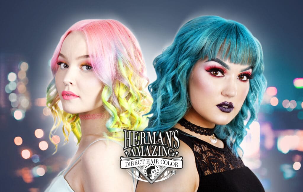 Femmes aux cheveux colorés avec les colorations Herman's Amazing