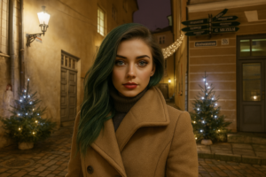 nuances cheveux assorties garde robe hiver vert camel 2