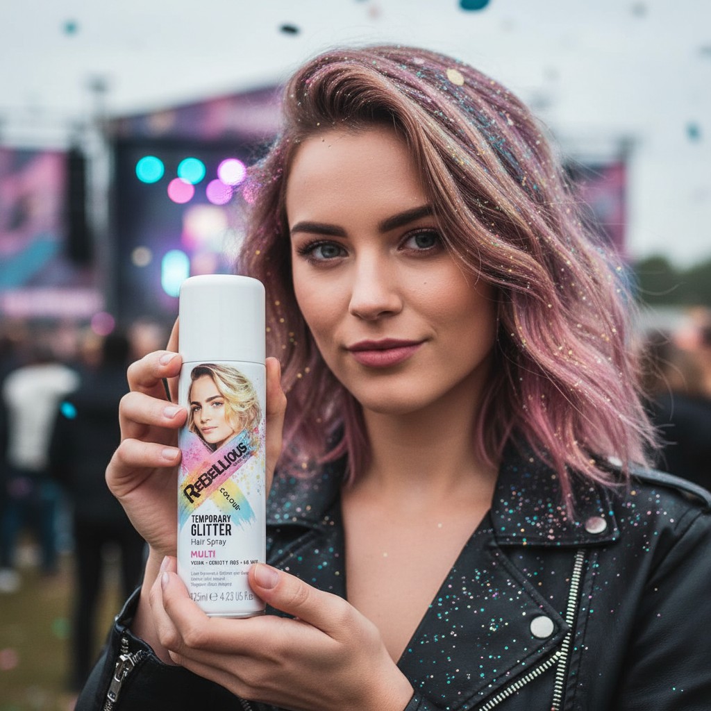 Spray Paillettes Cheveux Multicolore – Rebellious