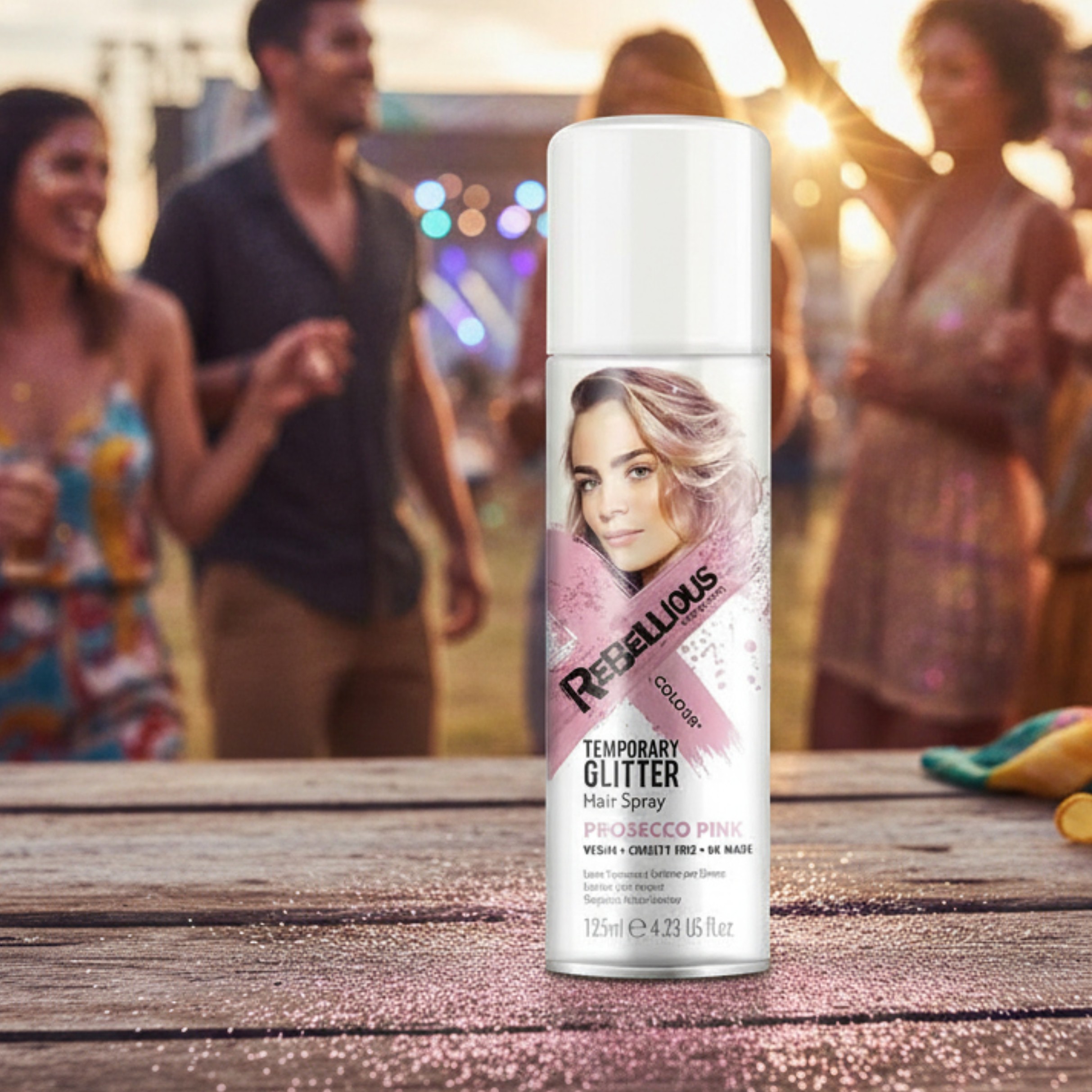 Spray Paillettes Cheveux Rose Prosecco – Rebellious - Color-Mania