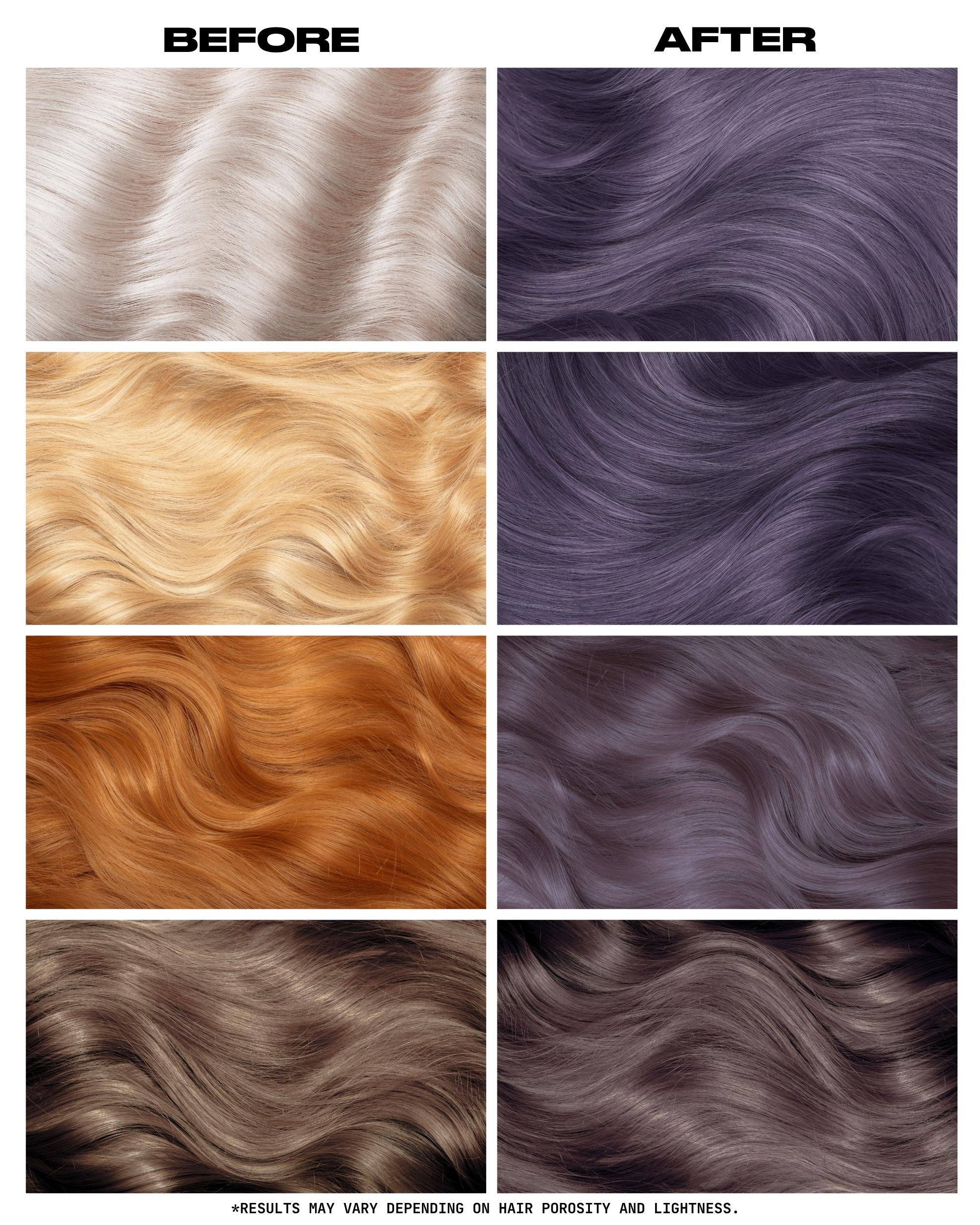 Coloration Cheveux Gris Ardoise Slate Grey - Lunar Tides - avant apres selon la base | Color-Mania