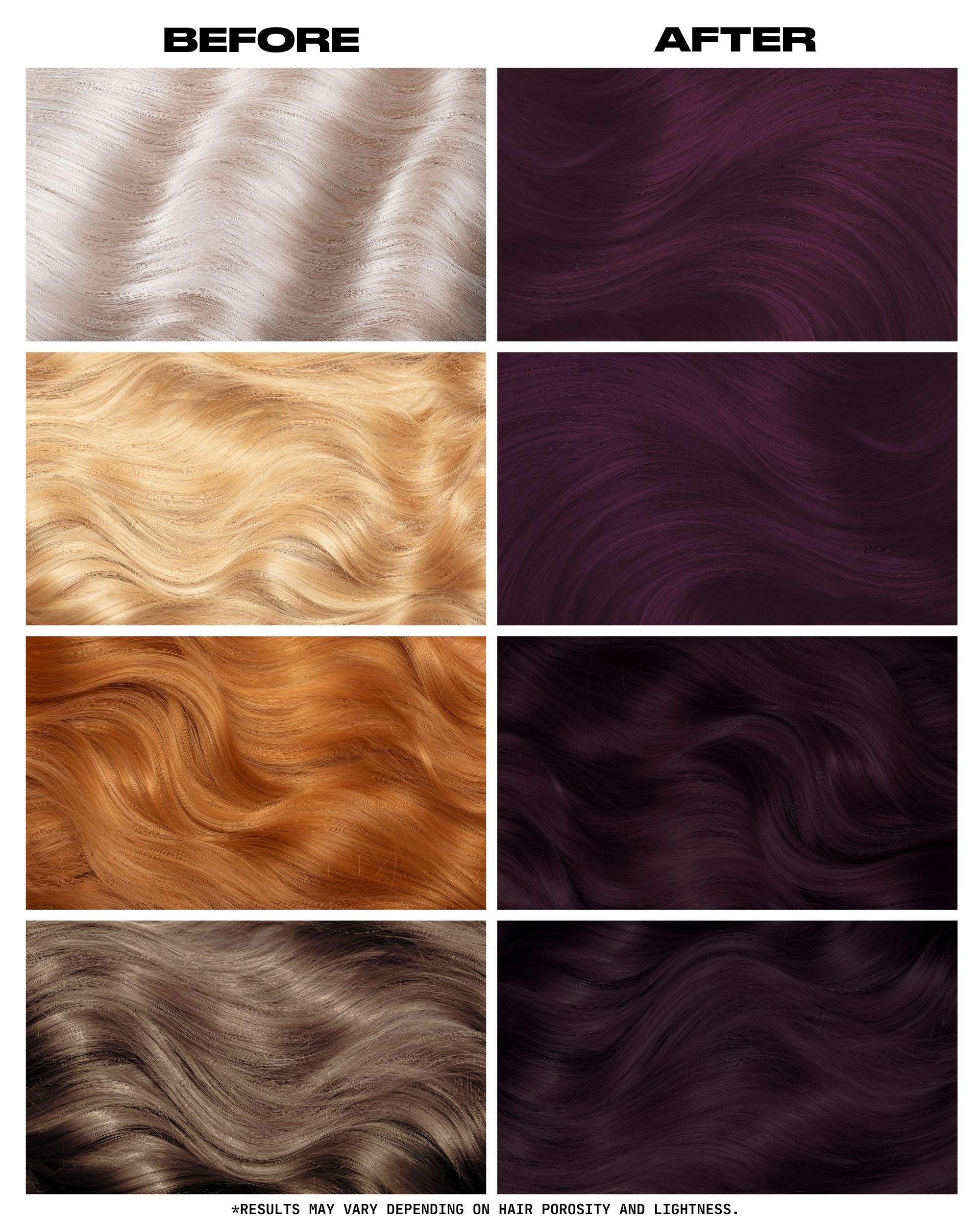 Coloration Cheveux Noir Rosé Magic Charm - Lunar Tides - avant apres selon la base | Color-Mania
