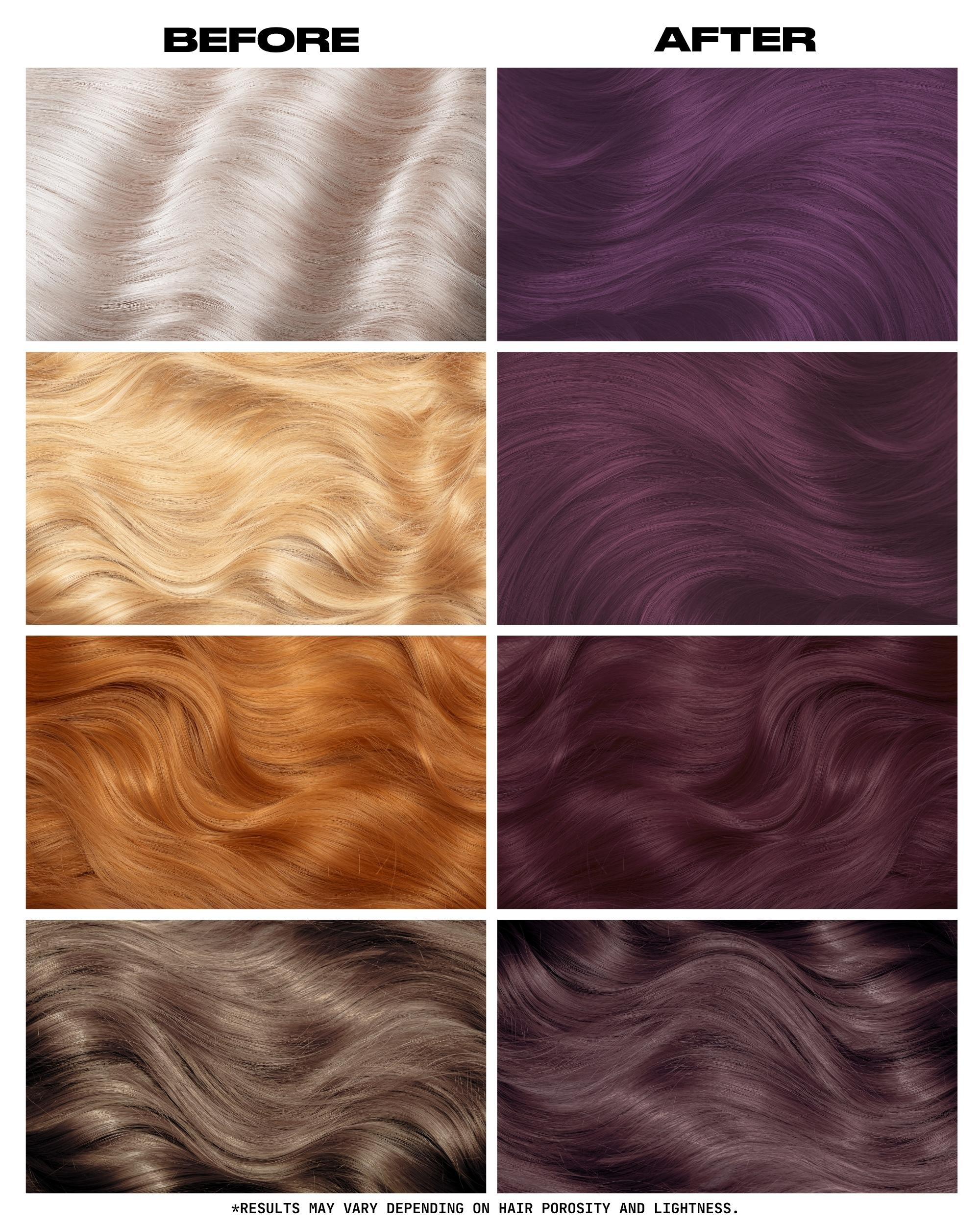 Coloration Cheveux Mauve Smokey Mauve - Lunar Tides - avant apres selon la base | Color-Mania