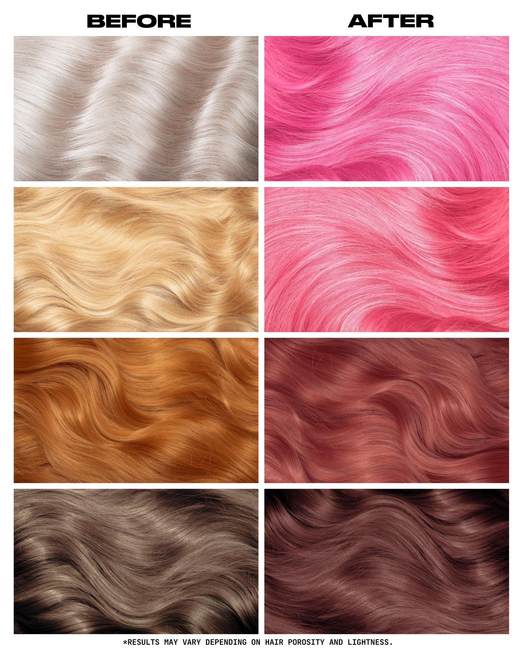 Coloration Cheveux Rose Pastel Petal Pink - Lunar Tides - avant apres selon la base | Color-Mania