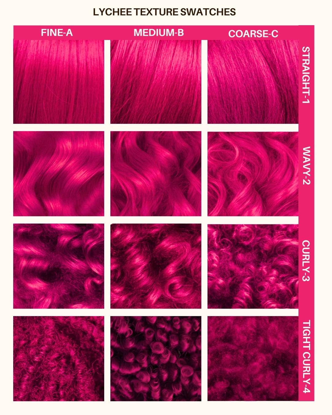 Coloration Cheveux Rose Vif Lychee Pink - Lunar Tides - nuancier textures de cheveux | Color-Mania