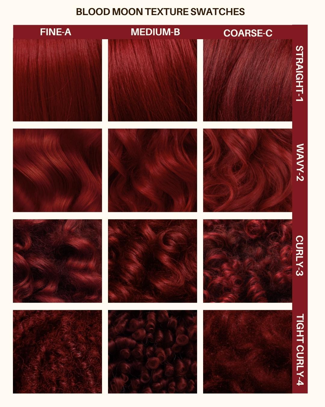 Coloration Cheveux Rouge Profond Blood Moon - Lunar Tides - nuancier textures de cheveux | Color-Mania