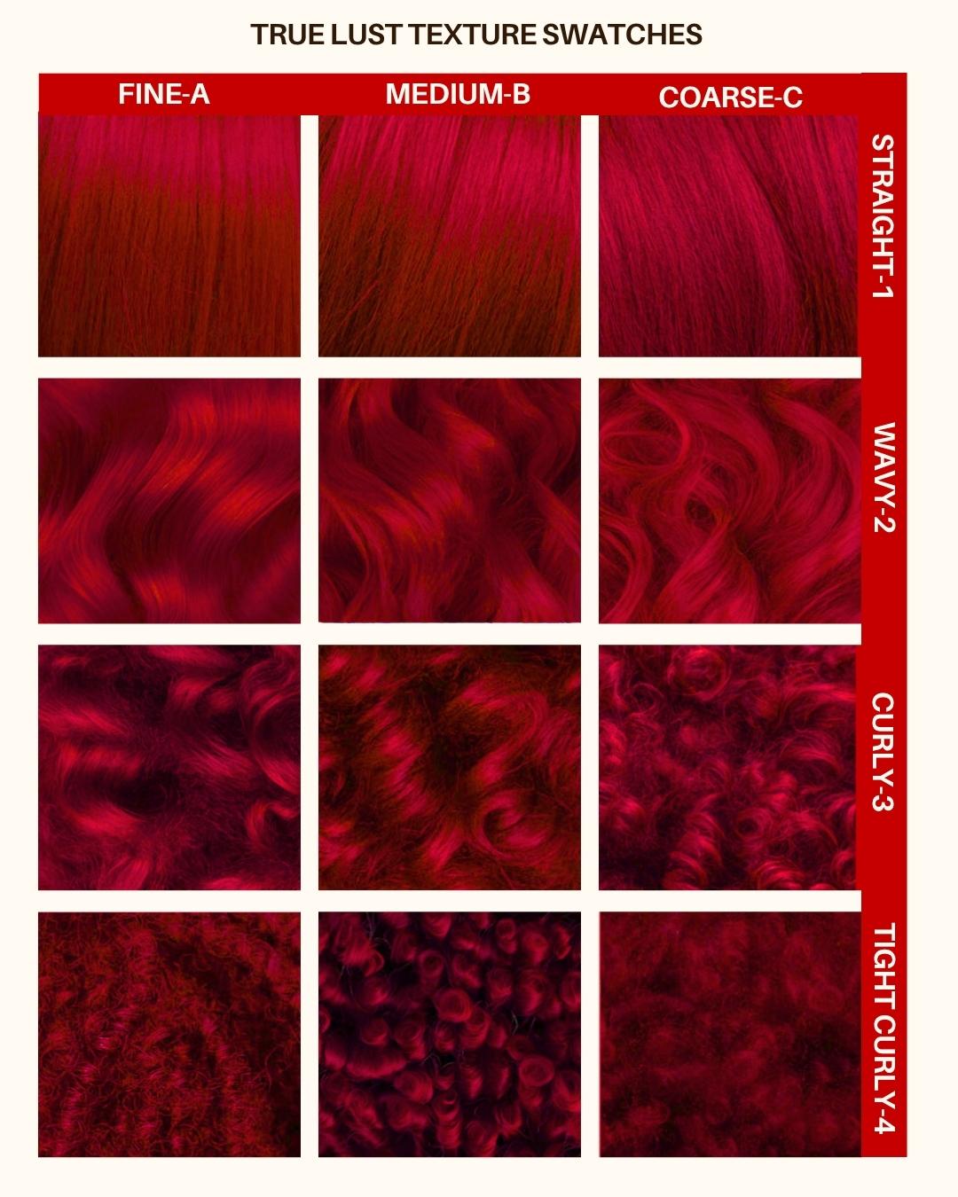 Coloration Cheveux Rouge True Lust - Lunar Tides - nuancier textures de cheveux | Color-Mania